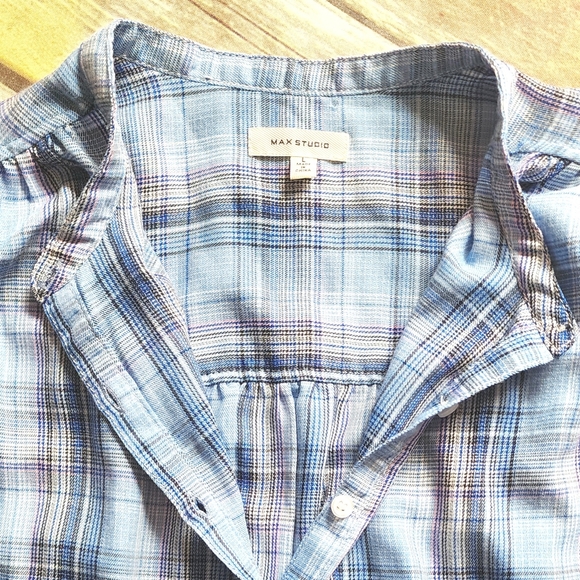 Max Studio Plaid Shirt Dress Sixe L - Picture 3 of 5